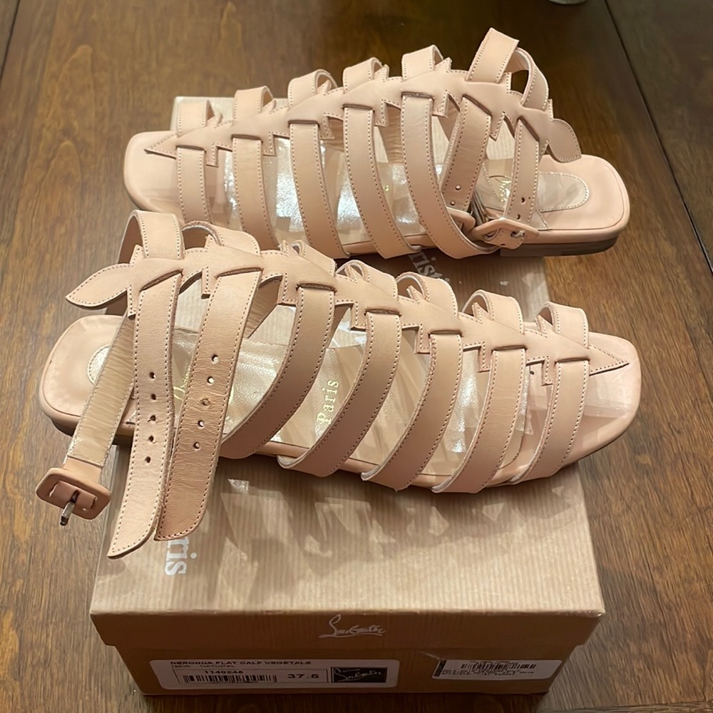 Christian Louboutin beige leather sandals sz 37.5